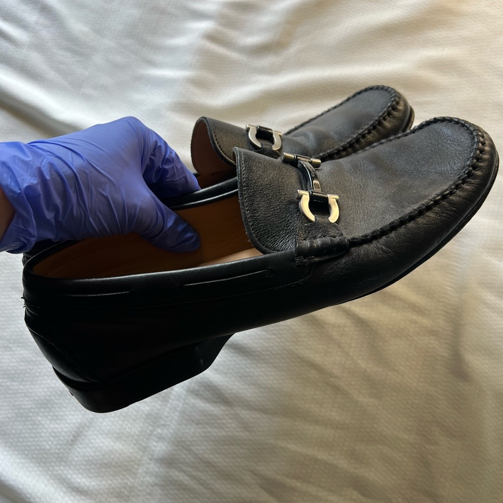 Salvatore Ferragamo Black Leather Slip-On Loafers - Picture 12 of 15